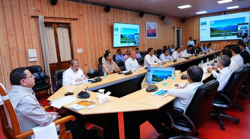 CM Pushkar Singh Dhami chairing ropeway projects review meeting at CM residence in Dehradun