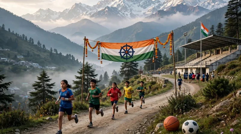 गोपेश्वर स्पोर्ट्स स्टेडियम में चमोली खेल प्रतियोगिता 2026 के तहत क्रॉस कंट्री दौड़ में दौड़ते स्कूली छात्र छात्राएं